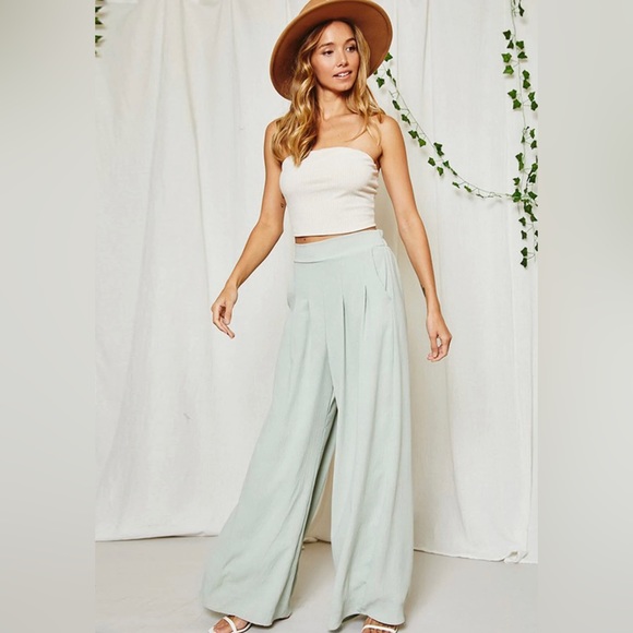 NWT WIDE LEG PLEATED PANTS - Picture 1 of 3